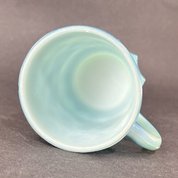 Vtg Anchor Hocking Fire King Kimberly Blue Glass Coffee Mug Diamond USA Retro - Picture 14 of 16